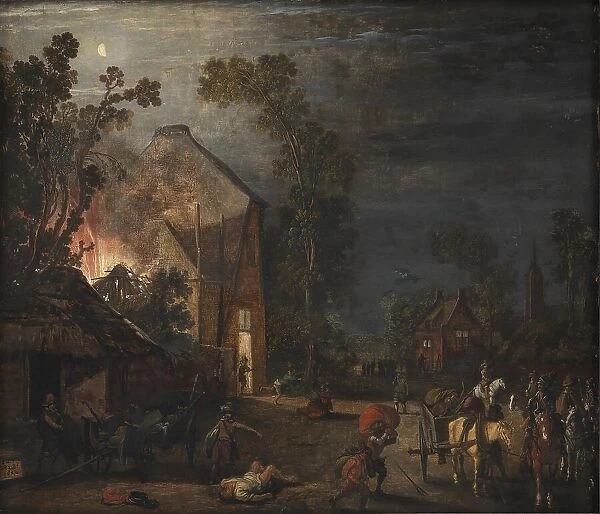 A Village Looted at Night, 1620. Creator: Esaias van de Velde