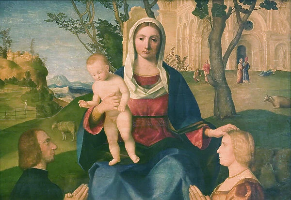 The Virgin and Child with a Male and a Female Donor, 1485-1531. Creator: Vincenzo Di Biagio Catena