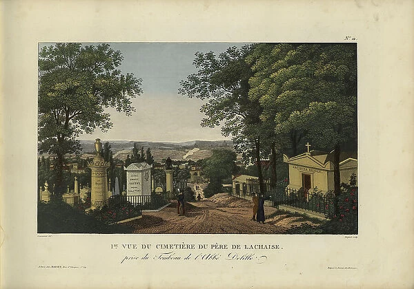 Vue du cimetière du Père de Lachaise, prise du tombeau de l'abbé Delille, 1817-1824. Creator: Courvoisier-Voisin, Henri (1757-1830)