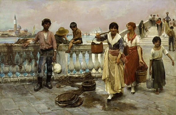 Water Carriers, Venice, 1884. Creator: Frank Duveneck