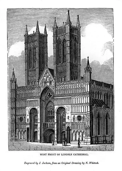 West front of Lincolin Cathedral, 1843. Artist: J Jackson