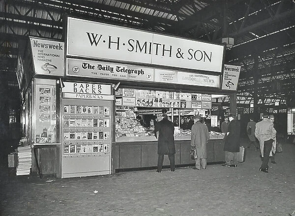 WH Smiths bookstall at Waterloo Station, Lambeth, London, 1960