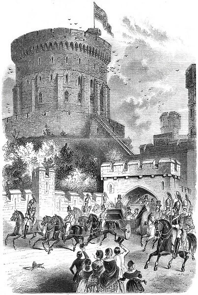 Windsor Castle in 1844 - Queen Victoria and Prince Albert leaving the Castle for London