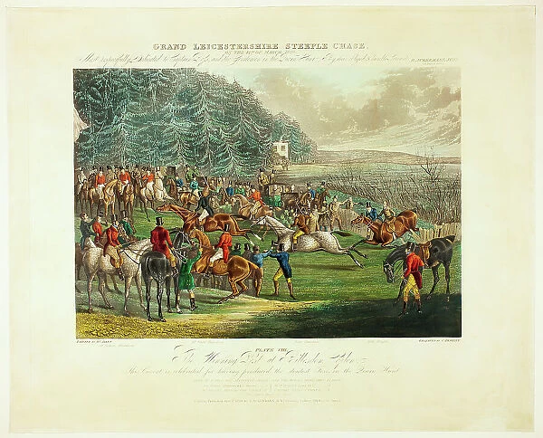 The Winning Post, from The Grand Steeplechase over Leicestershire, published 1830. Creator: Charles Bentley