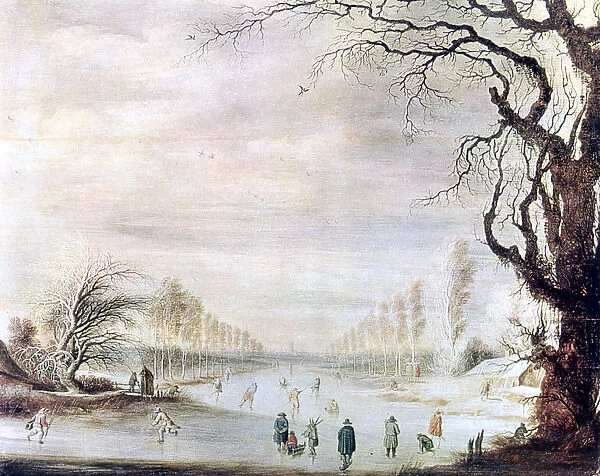 A Winter Landscape with Ice Skaters, c1606-1643. Artist: Gysbrecht Leytens