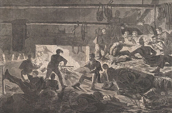 Winter Quarters in Camp - The Inside of a Hut (Harpers Weekly, Vol