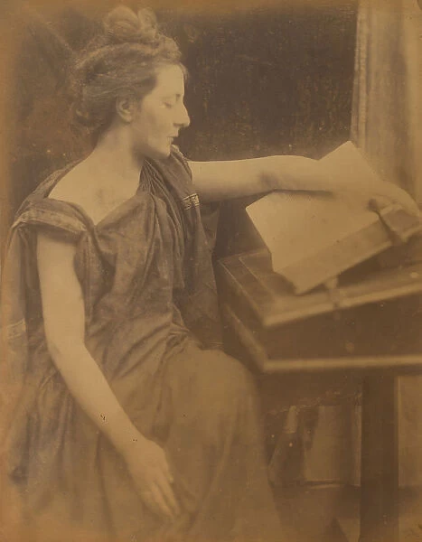 [Woman in Robes Reading a Book], 1870. Creator: Julia Margaret Cameron