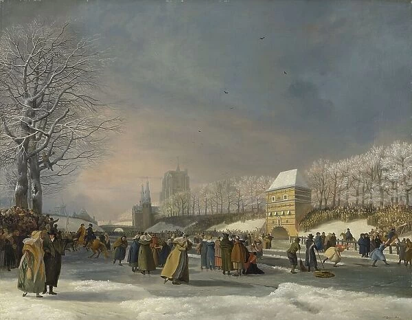 Women's Skating Competition on the Stadsgracht in Leeuwarden, 21 January 1809, 1809. Creator: Nicolaus Baur