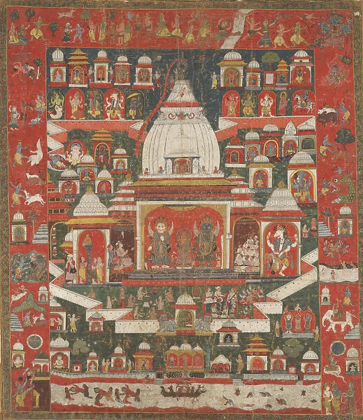 Worship of Lord Jagannatha in his temple at Puri, First half 18th century. Creator: Unknown