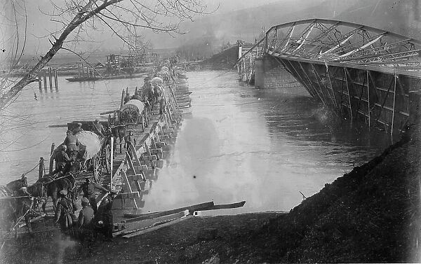 Wrecked bridge over Morawa [i.e. Morava], between c1915 and c1920. Creator: Bain News Service