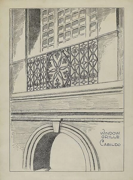Wrought Iron Balcony Rail, c. 1936. Creator: Al Curry