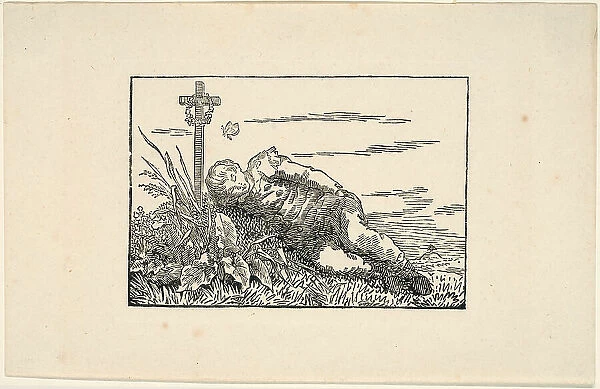 Young Man Lying on a Grave, 1803-04. Creator: Caspar David Friedrich