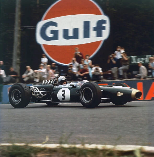 1966 Belgian Grand Prix. Spa-Francorchamps, Belgium. 12 June 1966. Jack Brabham, Brabham BT19-Repco, 4th position, action. World Copyright: LAT Photographic. Ref: Colour Transparency