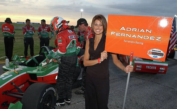2003 Champ Car Series 3-5 July 2003 US Bank presents The fCleveland Grand Prix Burke Lakefront Airport Cleveland, Ohio Sign girl for Fernandez racing at prerace grid 2003 Dan R. Boyd USA LAT Photography
