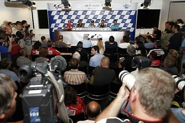 MotoGP. The riders in the press conference.