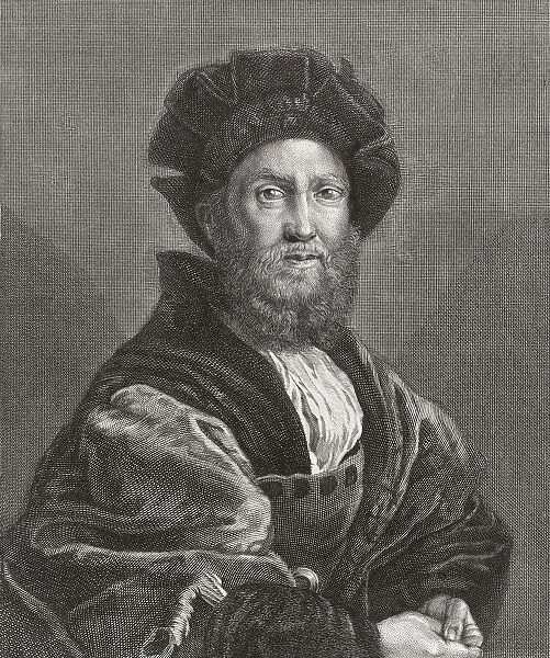 Baldassare Castiglione, 1478 - 1529. Count of Casatico. Italian courtier, diplomat, soldier and a prominent Renaissance author