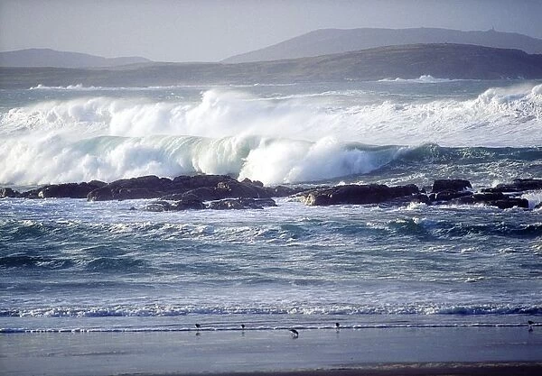 Ballyhiernan Bay, Fanad Head, County Donegal, Ireland; Wave Breaking On Shore