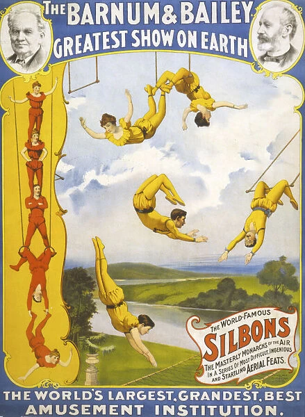 The Barnum & Bailey greatest show on earth circa 1896, Circus poster showing trapeze artists