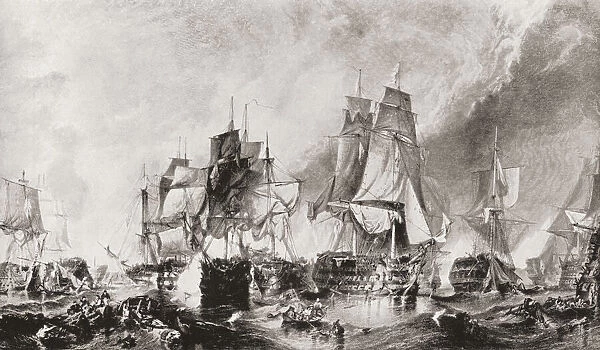 The Battle of Trafalgar, 21 October 1805, Cape Trafalgar, Spain. From The Book of Ships, published c. 1920