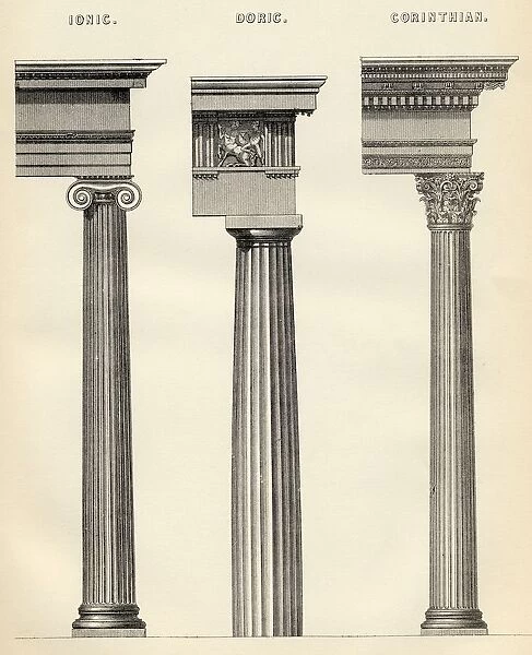 The Three Classical Orders Of Greek Architecture From The National Encyclopaedia Published By William Mackenzie London Late 19Th Century