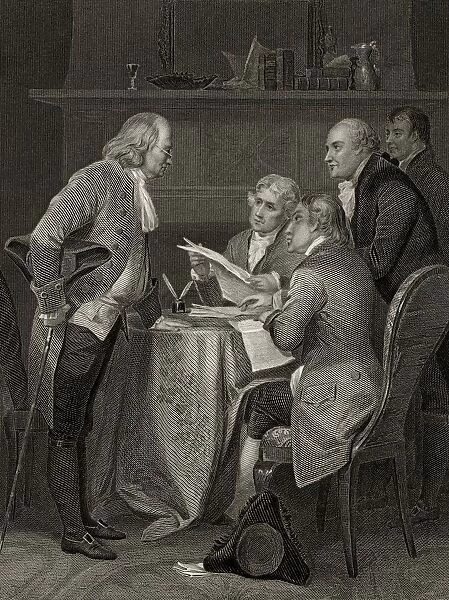 The Committee Of Five Drafting Declaration Of Independence From Left Franklin Jefferson Adams Livingston Sherman After Alonzo Chappel From Life And Times Of Washington Volume 1 Published 1857
