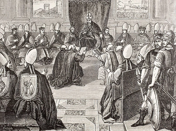 The Council Of Vienne, Fifteenth Ecumenical Council Of The Roman Catholic Church That Met Between 1311 And 1312. After A Fresco In The Vatican Library Ordered By Pope Pius V. From Military And Religious Life In The Middle Ages By Paul Lacroix Published London Circa 1880