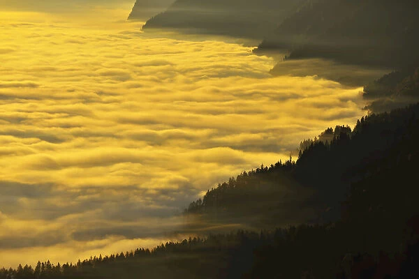 Dawn over Clouds in Mountains, Gurnigel, Alps, Berne, Switzerland