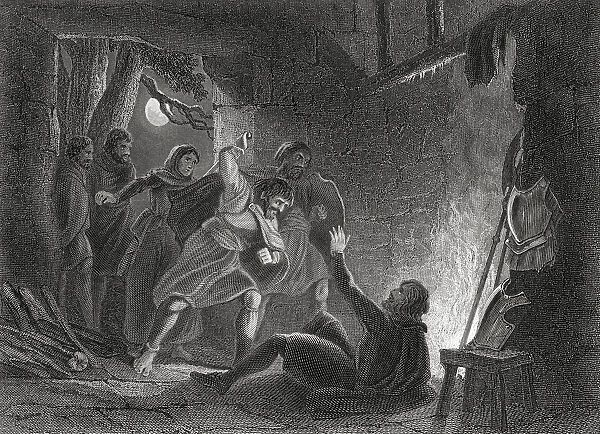 Death Of The Earl Of Desmond. Gerald Fitzgerald, 14Th Earl Of Desmond, C. 1533 To 1583. Irish Nobleman And Leader Of The Desmond Rebellions Of 1579. Drawn By H. Warren. From History Of Ireland, Published C. 1854