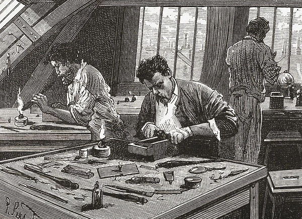 Diamond Cutting In Amsterdam, The Netherlands In The 19Th Century. From Pictures From Holland By Richard Lovett, Published 1887