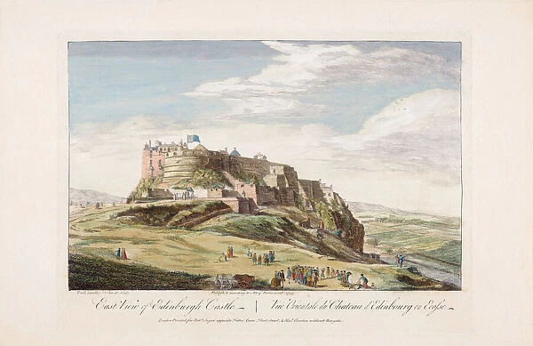 East view of the city of Edinburgh. After a work dated 1753 by Paul Sandby, later colourization; Edinburgh, Scotland