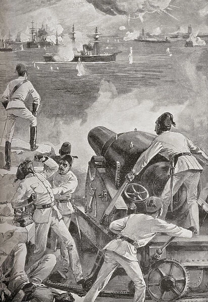 Egyptian Patriots Defending Alexandria During The Bombardment By The British Mediterranean Fleet In 1882. From Famous Men And Great Events Of The 19Th Century