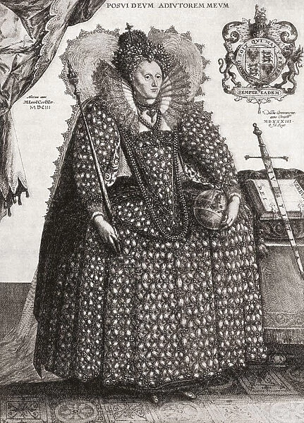 Elizabeth I, 1533 - 1603. Queen of England and Ireland. From Modes and Manners, published 1925