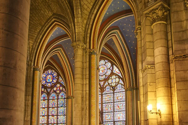 Gothic Arches In Cathedral Notre-Dame; Paris, France