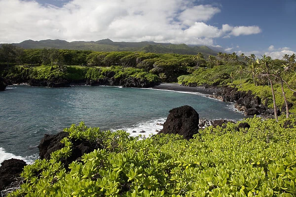 Hawaii, Maui, Black sand beach of Waianapanapa
