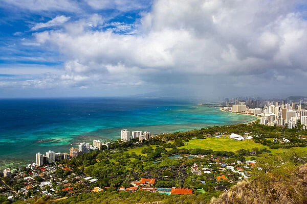 Honolulu and Waikiki Beach, Oahu, Hawaii, USA