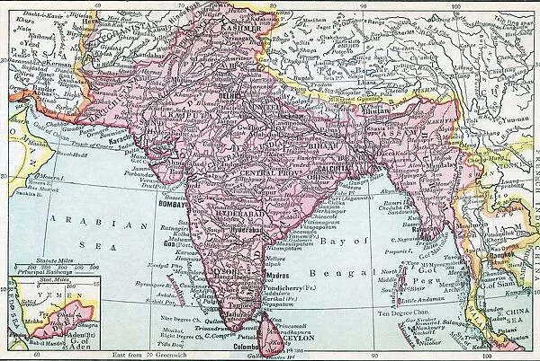 The Indian Empire And Ceylon Circa 1930. Inset Shows Aden. From The Modern Atlas Of The World Published Circa 1930