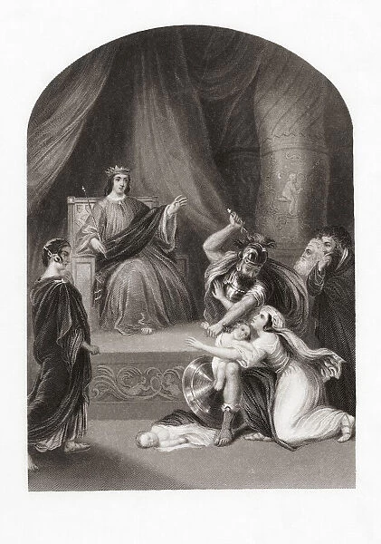 The Judgement of Solomon, from The Book of Kings, Old Testament. From a 19th century engraving after a work by Peter Paul Rubens