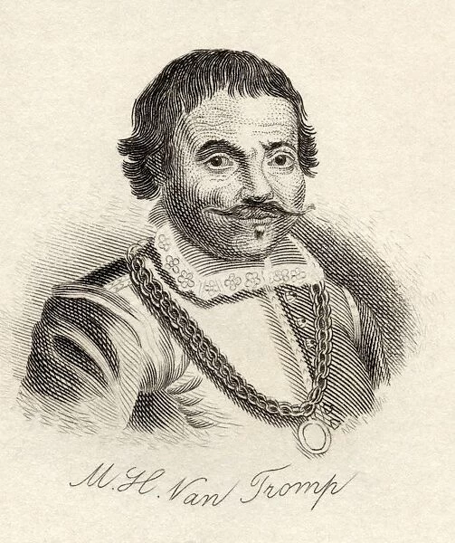 Maarten Harpertszoon Tromp 1598 - 1653. Officer And Admiral In The Dutch Navy. From The Book Crabbs Historical Dictionary Published 1825