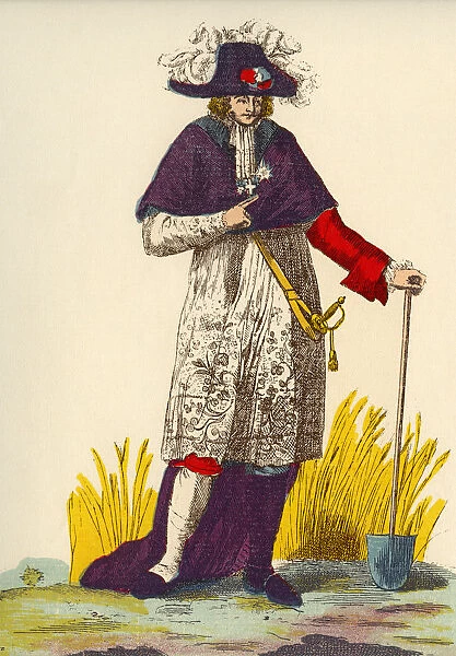 Man Wearing Mixture Of Clothes Representing The Three Orders - Clergy, Nobility And Worker - In France During French Revolution. From A Contemporary Print