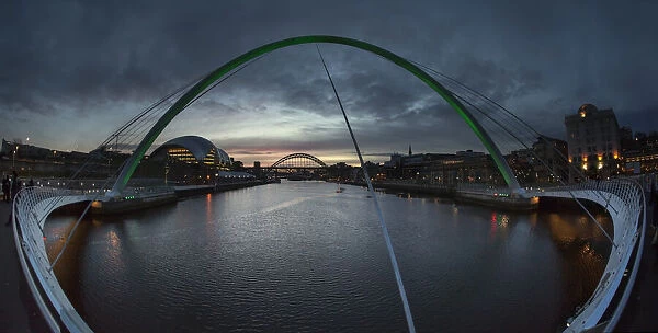 Millenium Bridge Over The River Tyne; Newcastle Upon Tyne, Tyne And Wear, England