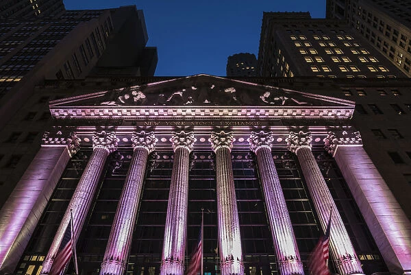 New York Stock Exchange At Twilight; New York City, New York, United States Of America