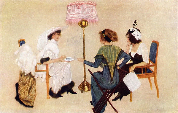 Five o Clock Tea In Paris. Colour Illustration From The Book France By Gordon Home Published 1918