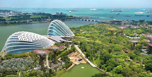 NA. Overview by day of the Gardens by the Bay in Singapore