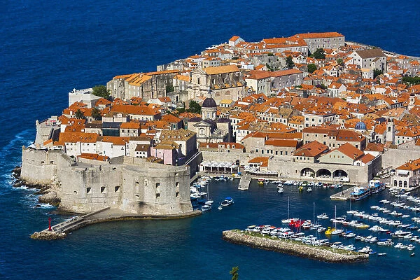 Overview of Harbour and Fortress of Dubrovnik, Dalmatia, Croatia