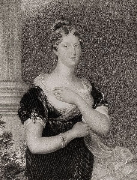 Princess Charlotte Caroline Augusta, 1796-1817. Daughter Of George Iv. Engraved By W. Fry After Sir T. Laurence. From The Book 'National Portrait Gallery Volume I'Published 1830