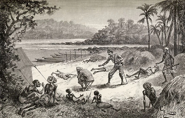 The Rescue Of Robert H. Nelson And Survivors At Starvation Camp, Ipoto, Africa During Henry Morton Stanleys Emin Pasha Relief Expedition In Africa, 1886 To 1889. From In Darkest Africa By Henry M. Stanley Published 1890
