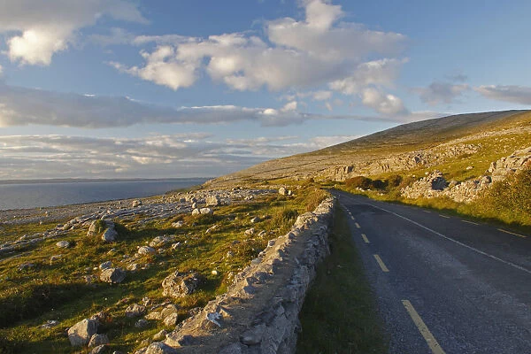 Road Along The Burren Coastline Region; County Clare, Ireland