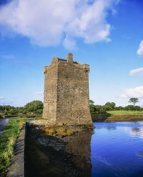 Rockfleet Castle Reflected In Water; Rockfleet Castle, Near Newport, Co Mayo, Ireland
