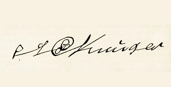 Signature Of Stephanus Johannes Paulus Kruger, 1825 To 1904, Better Known As Paul Kruger And Affectionately Known As Uncle Paul Or Oom Paul. State President Of The South African Republic. From The Book South Africa And The Transvaal War By Louis Creswicke, Published 1900
