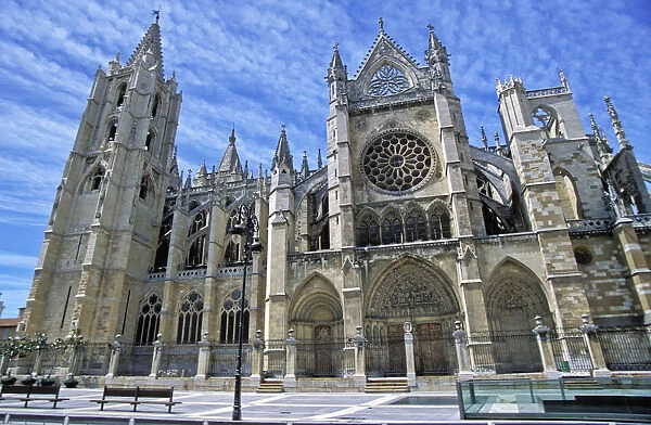 South Facade Of Leon White Gothic Cathedral
